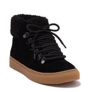 NEW 6 Susina Zayva Suede Shearling Trim Sneaker